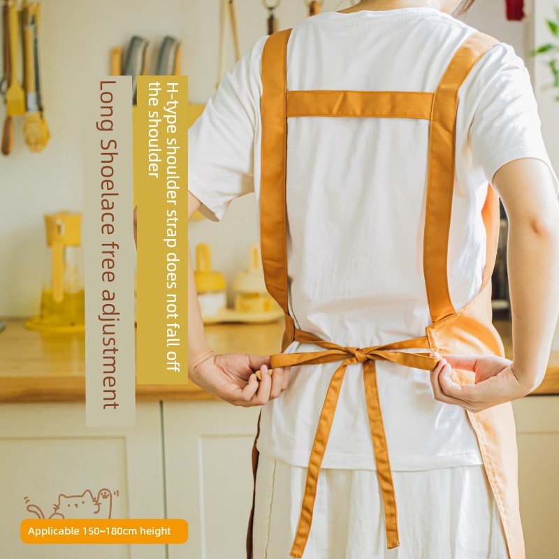 Shuke Fat Orange Household Apron Cooking Waterproof Oil-Proof Fancy Young Stall Thin Kitchen Special Cute