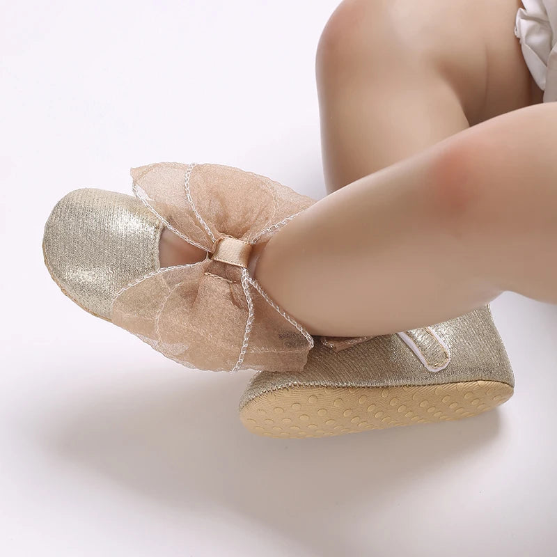 Fashionable Series Baby Shoes Girl Baby Cute Bow PU Princess Shoes Soft Cloth Sole Comfortable Walking Shoes Spring and Autumn