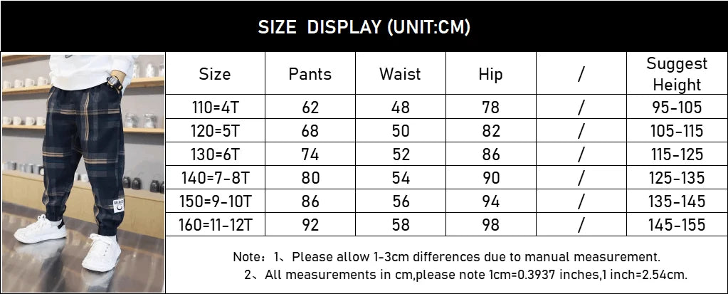 2024 Fashion Boys Cotton Plaid Pants Spring Autumn Toddler Casual Kids Loose Trousers Sweatpants for Teenage Children Clothes