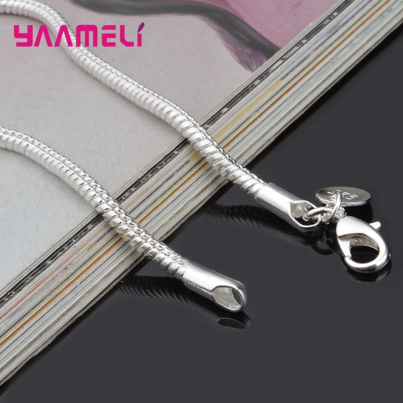 Promotion Sale Real Pure 925 Sterling Silver Necklace Chain with Lobster Clasps Men Women Collar 1.2MM/3MM/4MM 16-30 Inch