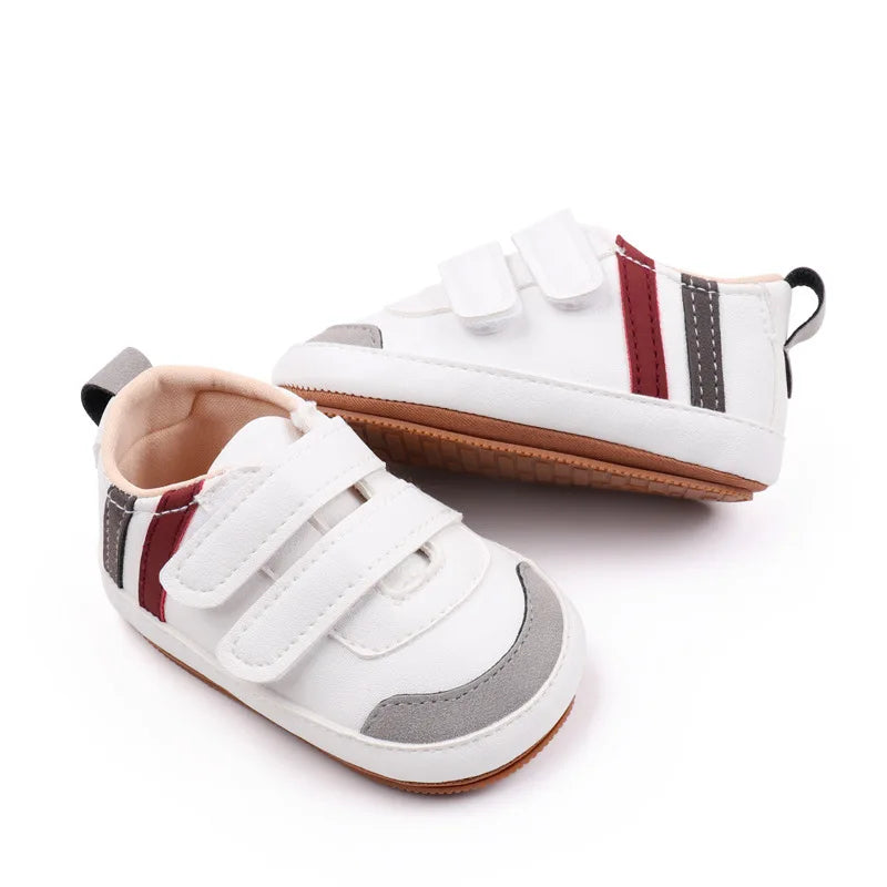 New White Baby Shoes Lovely Bear / Stripes Casual Soft Sole Anti-slip Infant Sports Toddler Boys Girls First Walkers