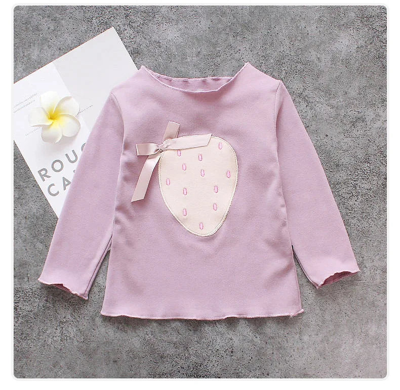 New 2023 Retail Latest Design Brand Children Clothes Girls Knitting T Shirt Kids Long Sleeves T-shirts Girls Clothing