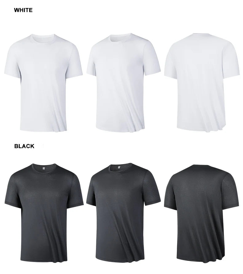 Quick Drying Men's Running T-shirt Fitness Sports T Shirt Gym Training Tees Breathable Jogging Casual Sportswear Unisex Tops New