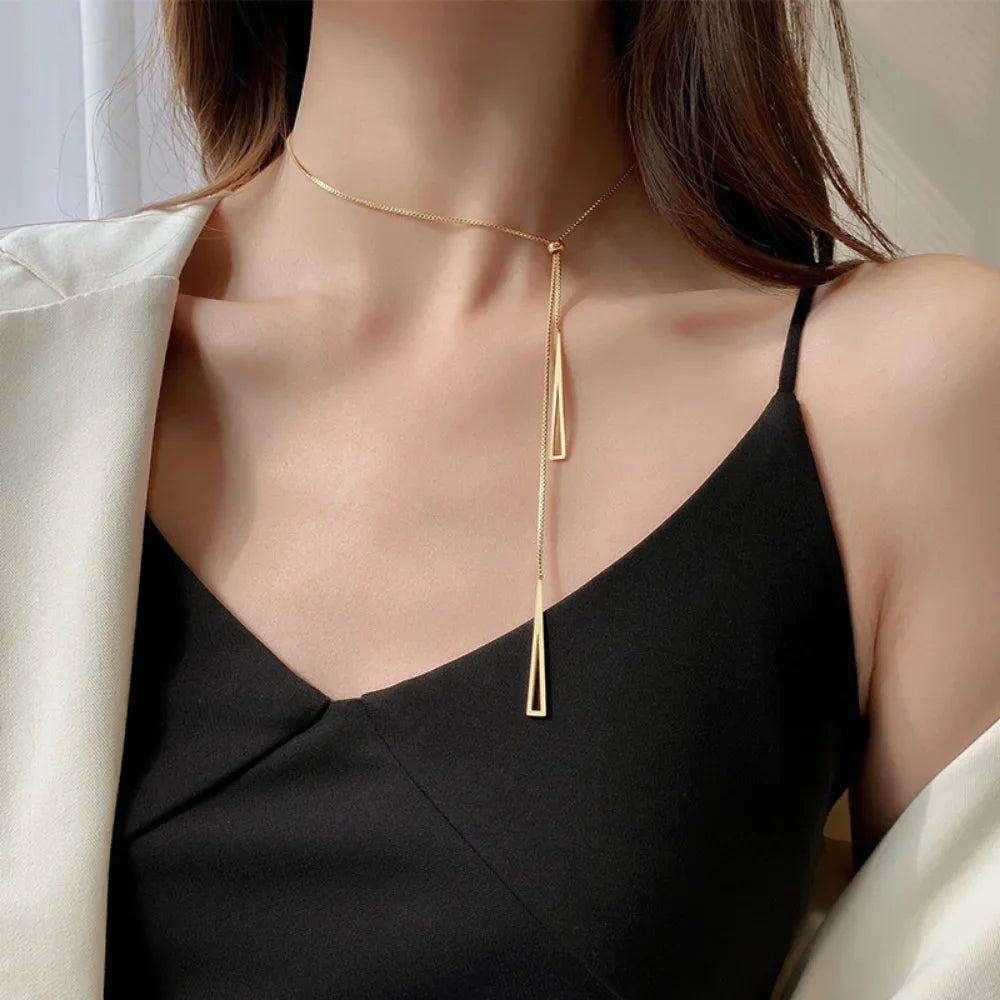 2024 Popular Geometric Sweater Box Chain Female  Long Necklace For Women Adjustable Fine Jewelry Wedding Party Birthday Gifts