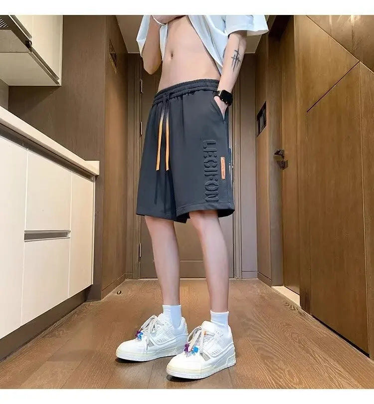 Korean Summer Men's Shorts Fashion Grey Sweatpants Harajuku High Street Men's Clothing Casual Gym Shorts At Home Short pants New