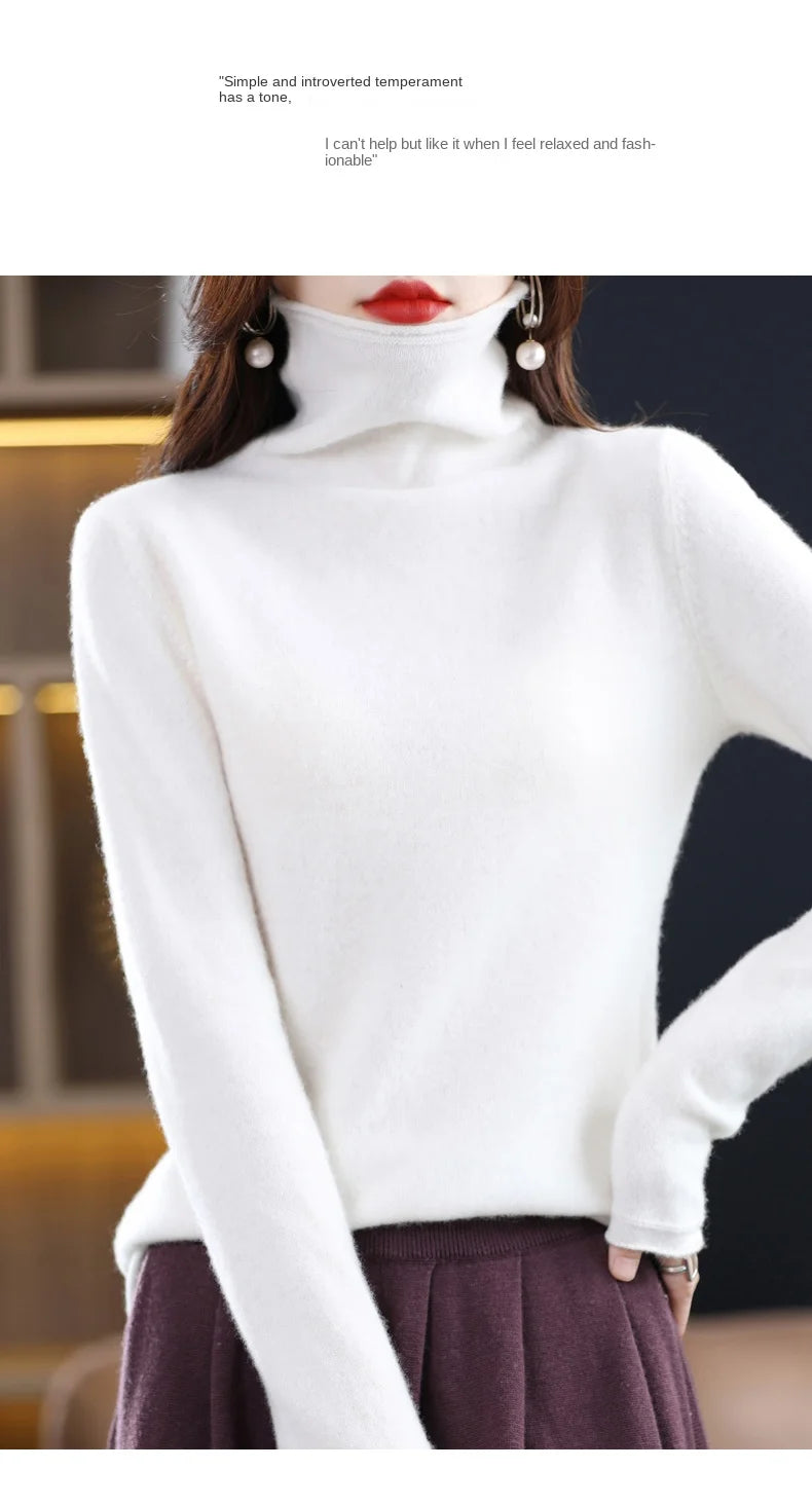 New 100% Merino Wool Turtleneck Cashmere Sweater In Autumn And Winter Women's Casual Knitted Coat Women's Coat Korean Fashion