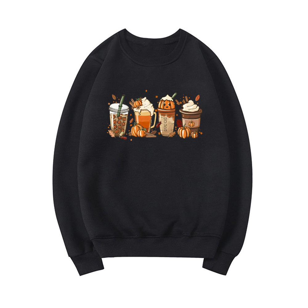 Fall Coffee Sweatshirt Cute Fall Hoodie Thanksgiving Sweatshirt Halloween Hoodies Women Clothes Coffee Lover Pullovers Tops