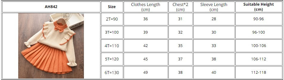 Casual Girls Dress Knitting Kids Suit Winter Long Sleeves Princess Top and Skirt 2pcs Outfits Sweater Kids Clothes