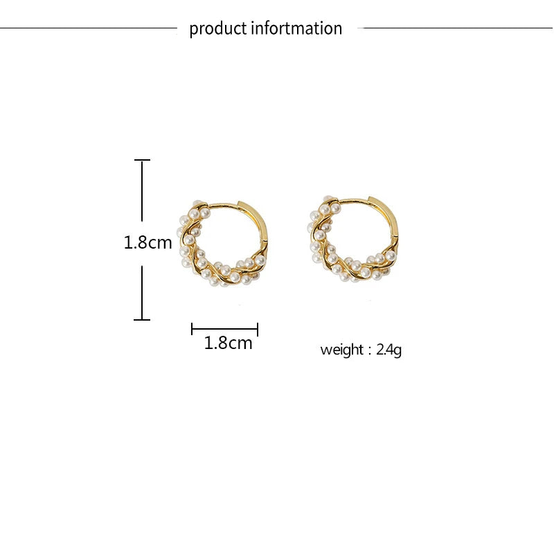 2024 Korean New Simple Temperament Circle Pearl Earrings Fashion Small Versatile Earrings Women's Jewelry