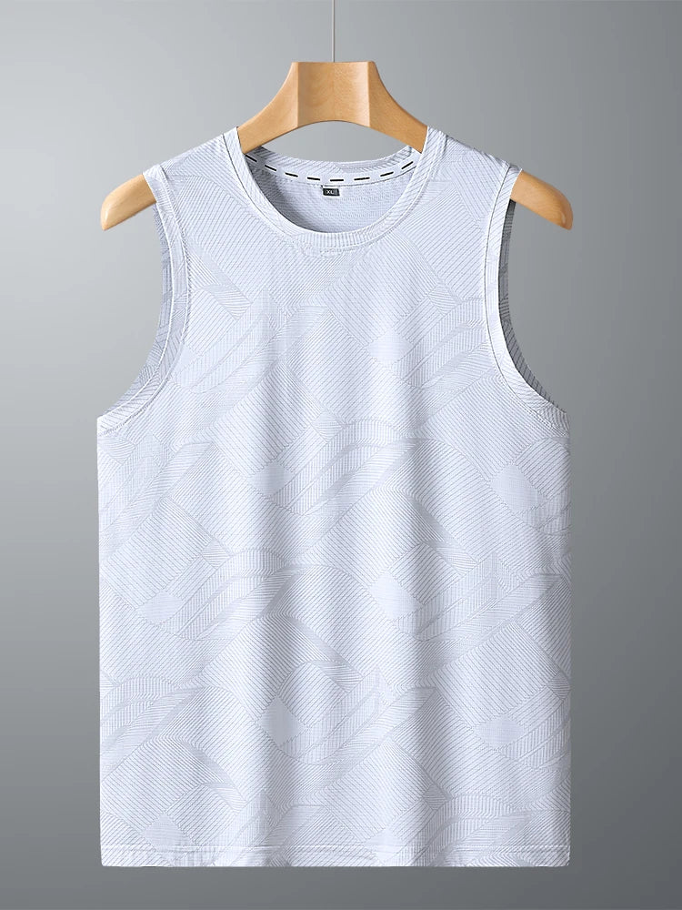 8xl 7xl 6xl New Big Size Ice Silk Classic Tank Tops Men Sleeveless Shirt Black Blue Tees All-Match Quick-Drying T-Shirt