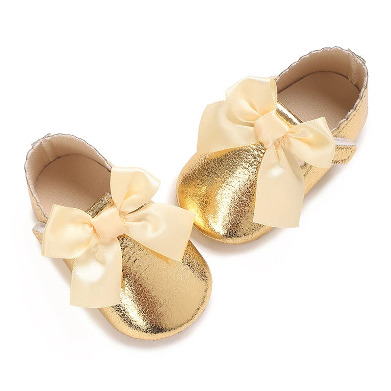 0-18M Girls' Baby Shoes Fashionable Classic Gold Theme Princess Shoes Soft Sole Comfortable Baby Walking Shoes