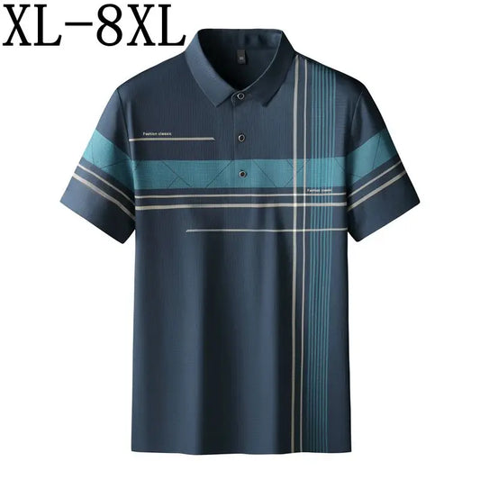 8XL 7XL 6XL 2023 New Classic Loose Polo Shirt Men Summer Short Sleeve Men's Shirts Business Clothing High End Casual Mens TShirt