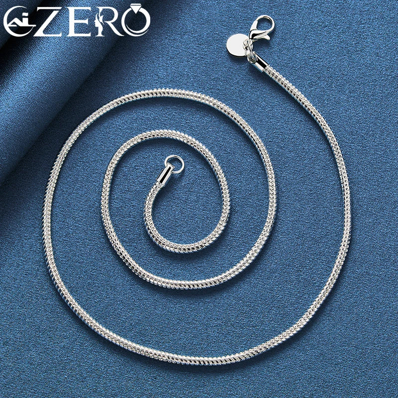 ALIZERO 18K Gold Necklaces 925 Sterling Silver 3MM Snake Chain Necklace For Women Men Fashion Party Luxury Charm Jewelry Gift