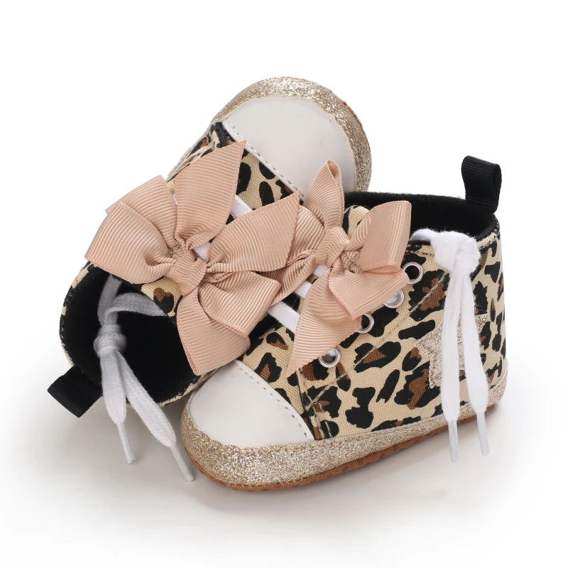 0-18M Newborn Baby Shoes Female Baby Cute Leopard Pattern Sports Shoes Sandals Soft Sole Comfortable Walking Shoes