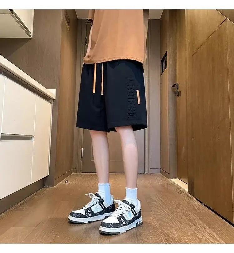 Korean Summer Men's Shorts Fashion Grey Sweatpants Harajuku High Street Men's Clothing Casual Gym Shorts At Home Short pants New