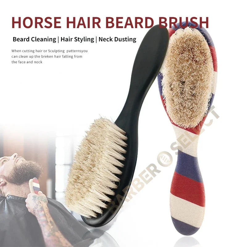 New Professional Barber Shaving Beard Brush Removal Neck Dusting Horse Hair Brushes Face Mustache Salon Cleaning Styling Tools