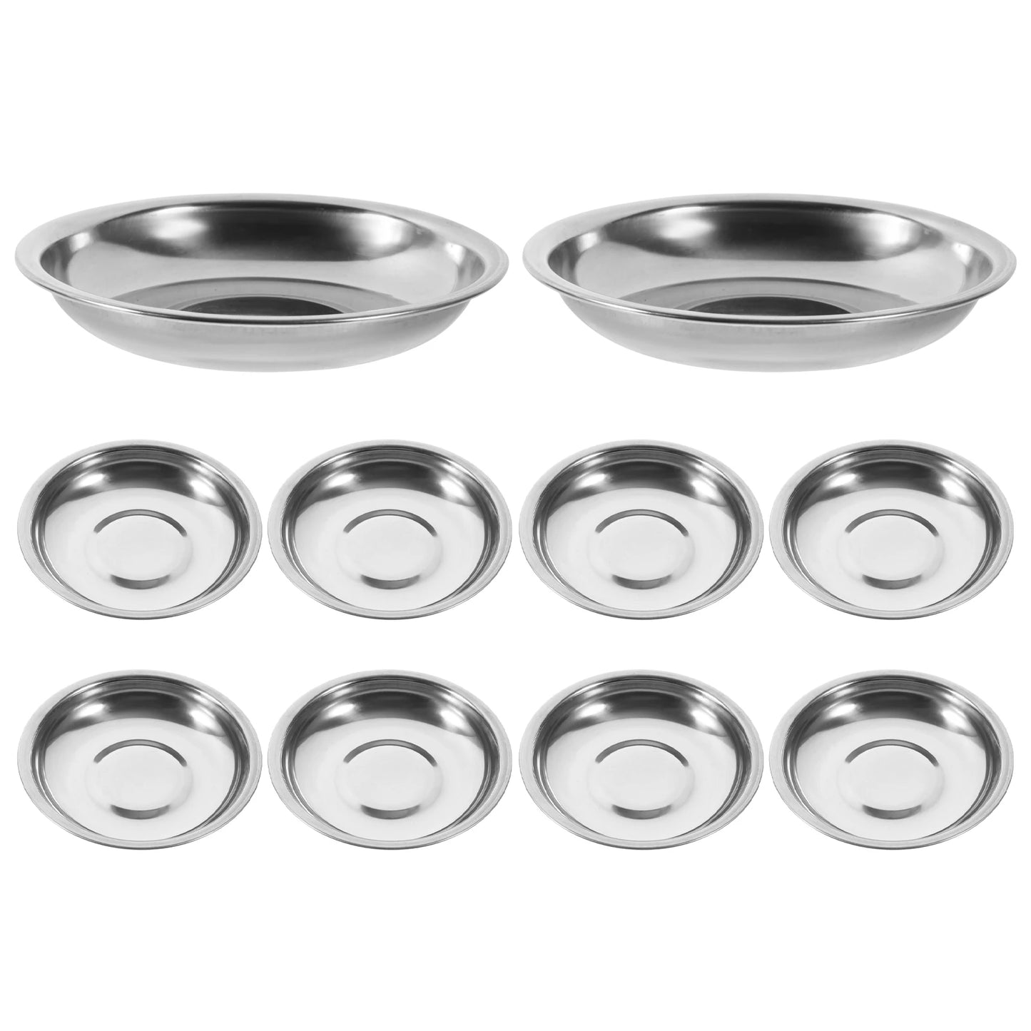 10Pcs Sauce Dipping Bowl Round small Dishes Stainless Steel Sauce Dishes Reusable Mustard Appetizer Plates kichen Seasoning Cups