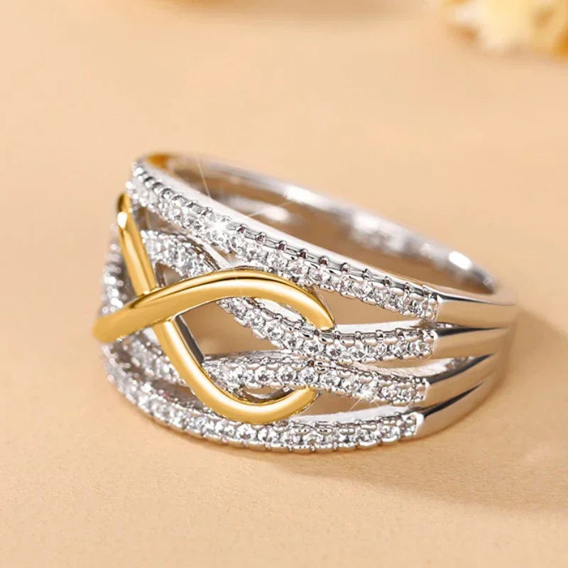 Fashion Infinite Love Rings for Women Full Bling Iced Out Cubic Zirconia Wedding Engagement Rings Trendy Luxury Jewelry Anillos