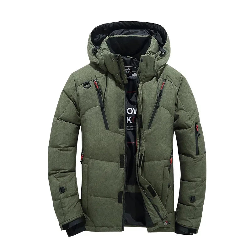 Thick Down Jacket with Collar for Men, Warm Parka, Casual Coat, Waterproof, Winter,-30 Degrees, Size 5XL