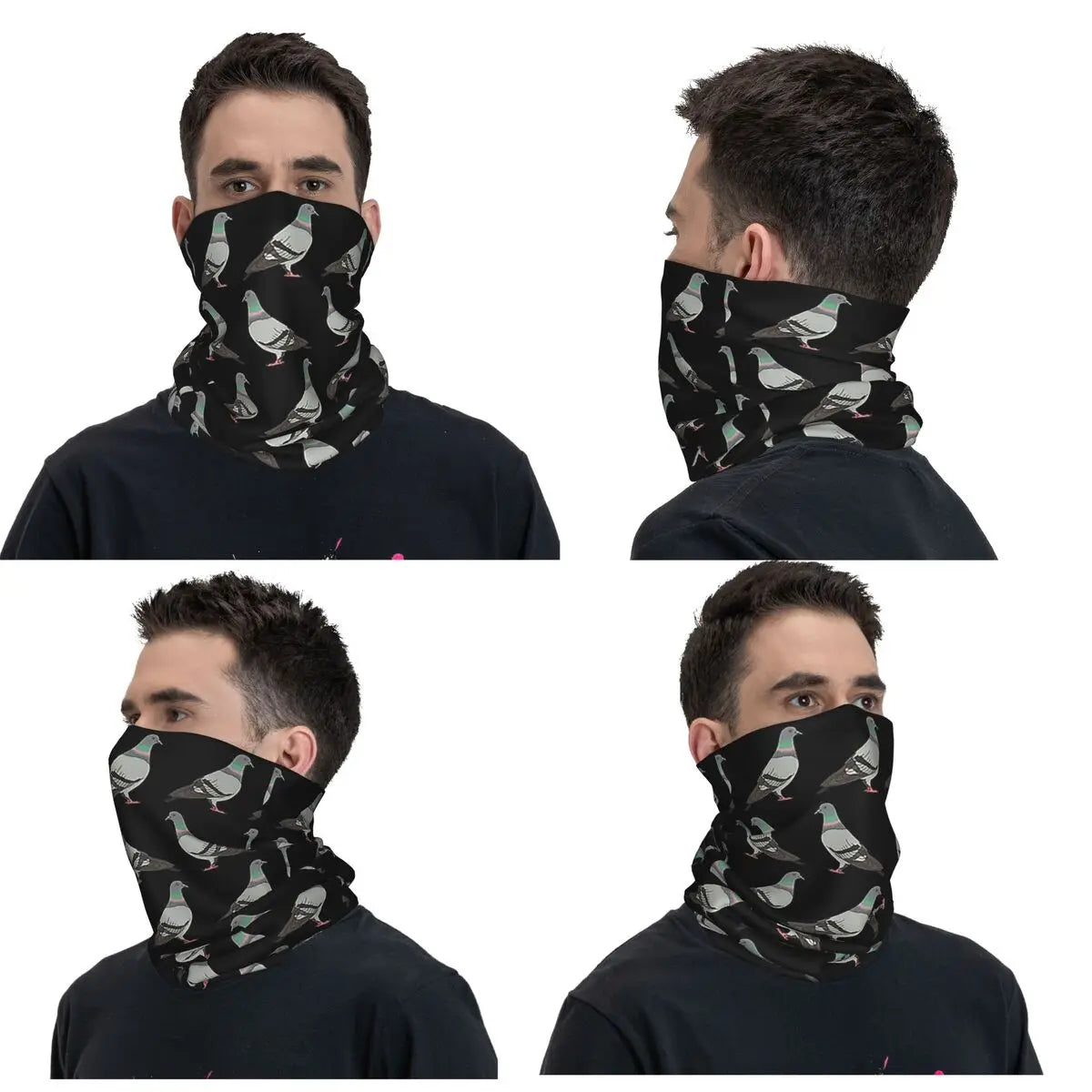 Pigeon Walk , Black Background Bandana Neck Cover Printed Magic Scarf Multifunction Cycling Scarf Running Unisex Adult Windproof