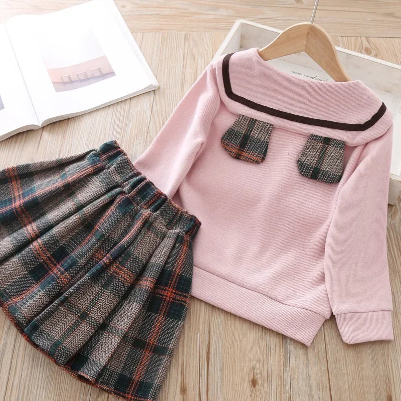 Toddler Girl Clothes Set Long Sleeve Sweater and Skirt Two Pcs Clothing Suit for Kids Baby Sweet Sets Basic Clothes