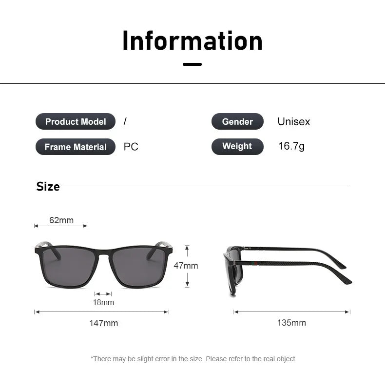 2024 New Polarized Sunglasses Square Frame Classic Fashion Sunglasses for Men and Women Driving Fishing Glasses Cross border