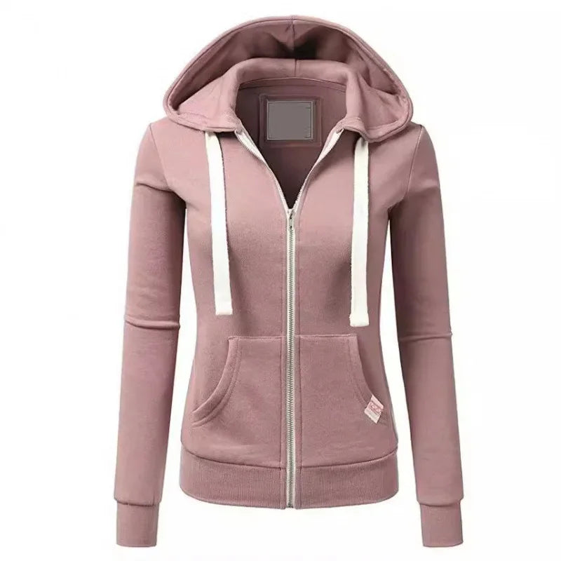 Spring Autumn Women's Sporty Casual Fitness Zipper Sweatshirt Hooded Trendy Jacket Hooded Sweatshirt Casual Windbreaker