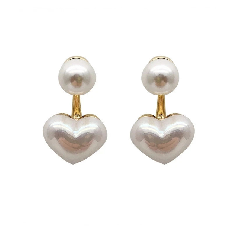 2024 New Fashion Contracted Heart Pearl Fine Earrings Joker Sweet Elegant Temperament Women Drop Earrings Wedding Jewrelry Gift