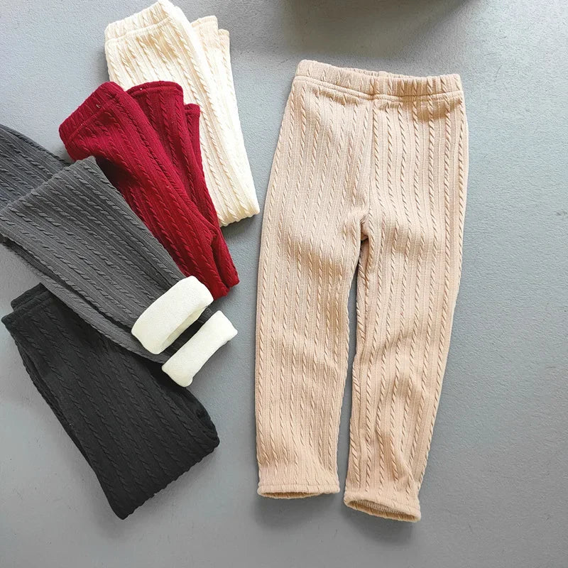 Warm Elasticity Pants for Girls Autumn Winter Kids Clothing Children Plus Velvet Trousers Keep Warm Cotton Pants Girls Leggings