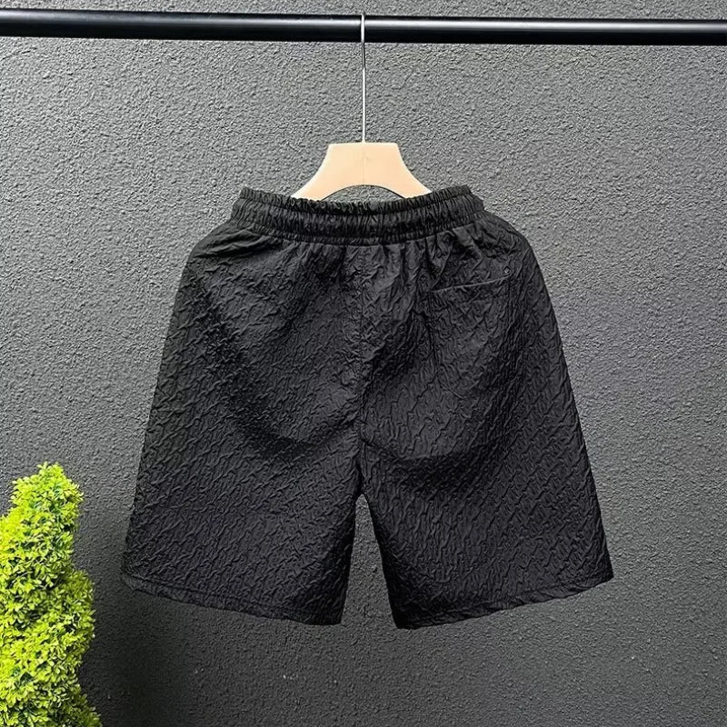 Summer Men's Beach Shorts Korean Fashion Sports Shorts Outdoor Casual Men's Clothing Exquisite Pattern Blue Shorts 2024 New