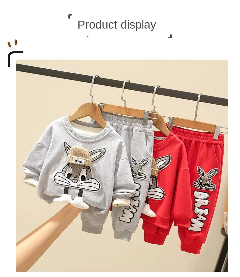 Autumn Kid Boy Clothes Set Cartoon Printed Sweatshirts Pullover Top and Pants Bottom 2pcs Suit Children Girls Outfits Tracksuits