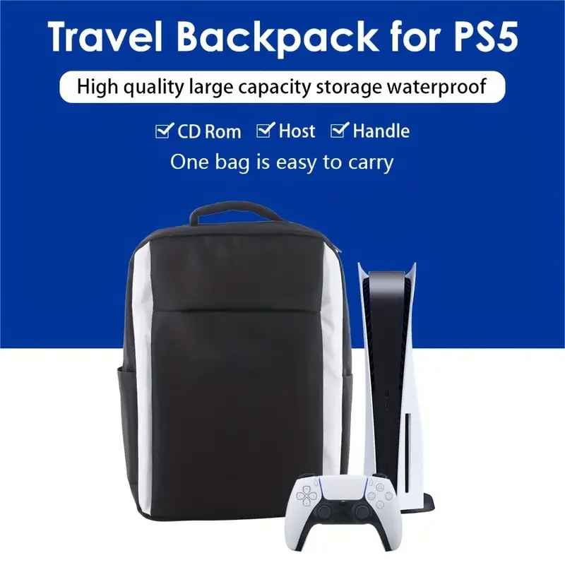 PlayStation 5 Console Organizer, Gamepad, Headset, Game Disc, PS5 Controller, Travel Backpack for Charging Station, Backpack, Ac