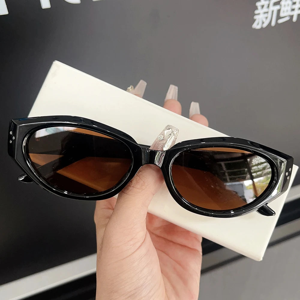 Y2K Retro Cat Eye Small Square Sunglasses Women Girls  Sunglass Fashion Eye Glasses Mirror Goggles Men Punk Sports Sunglasses