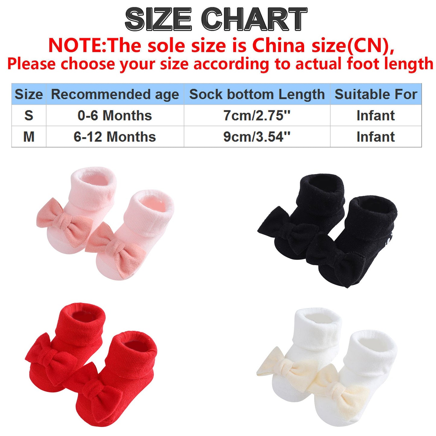 Toddler Baby Girls Socks Shoes Newborn Baby Floor Socks Bowknot Infant Baby Foot Socks First Walkers Prewalker Boots 0-12 Months