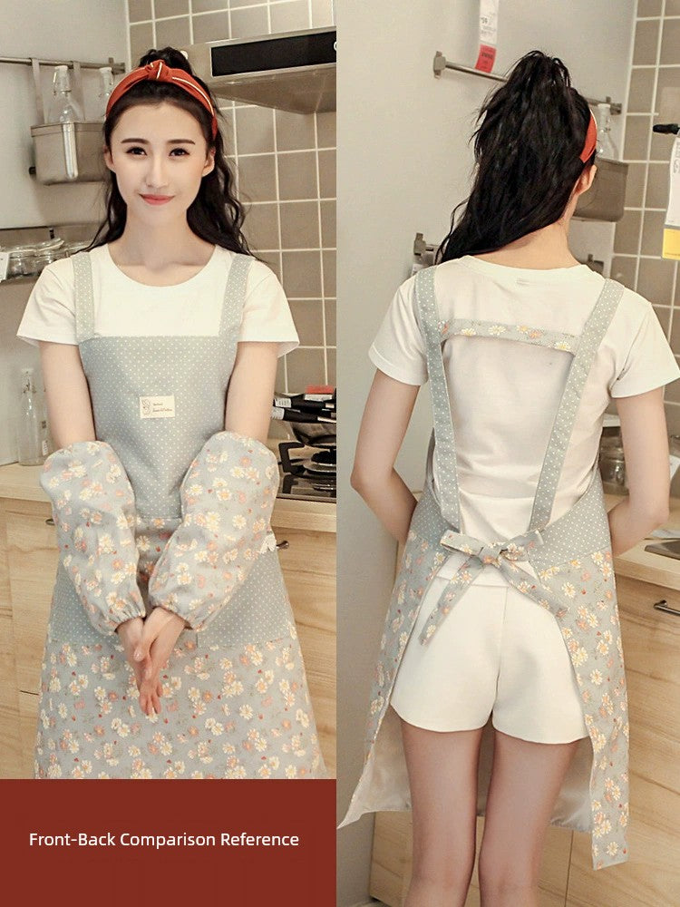 Internet Celebrity Household Pure Cotton Western Style Thin Apron with Straps