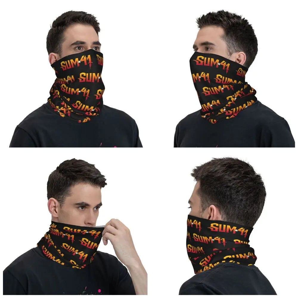 Sum 41 Band Bandana Neck Gaiter Printed Mask Scarf Multifunctional Headwear Running for Men Women Adult Breathable