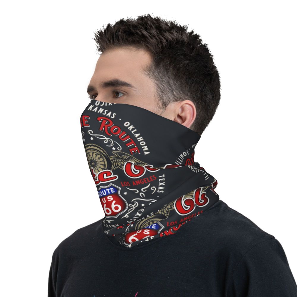 Ride The Route Motorcyle Bikers America's Highway Route 66 Bandana Neck Cover Printed Motorcycle Motocross Face Mask Balaclava