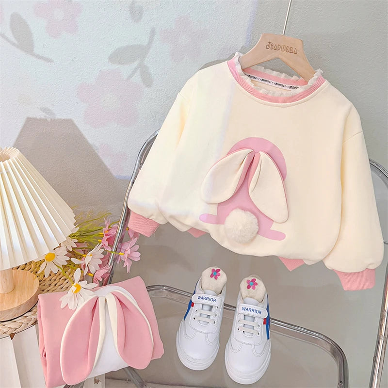 Children Clothing Sets Autumn Baby Girls Cute Cartoon Rabbit T Shirt Pants Toddler Kids Tracksuit Infant Clothes Outfits