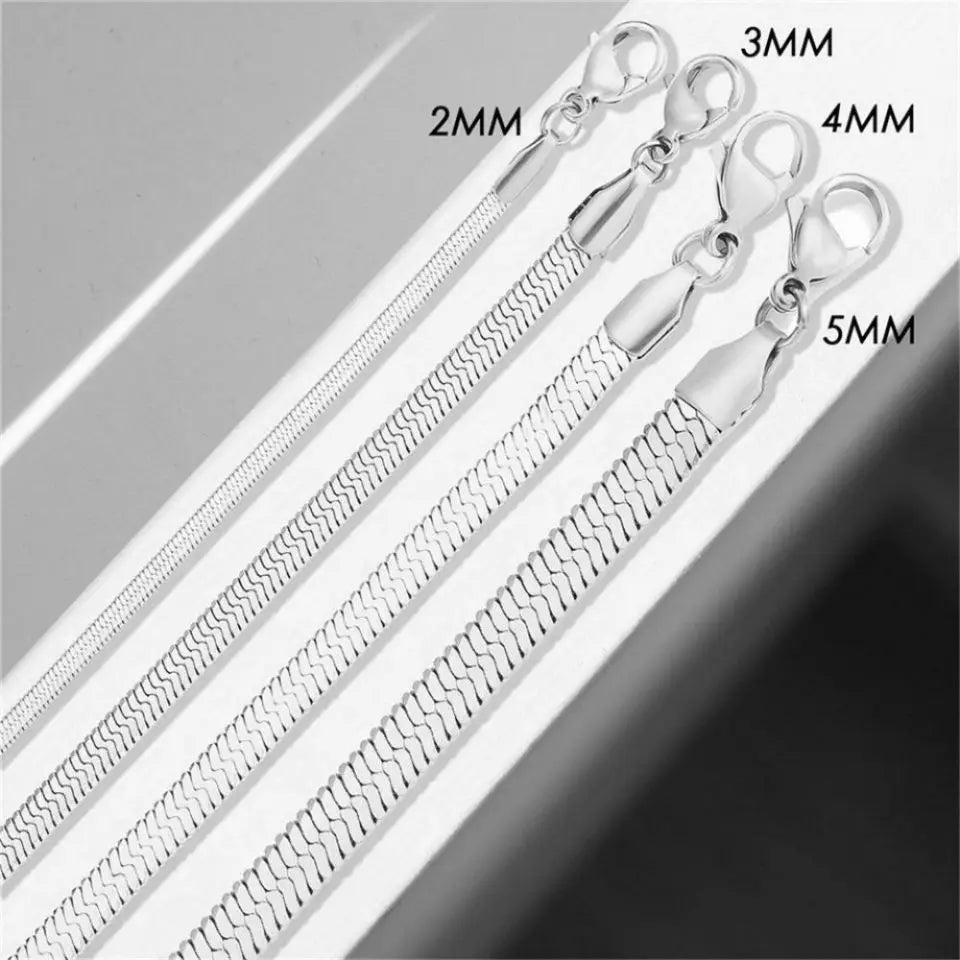 eManco Unisex Snake Chain Necklace Silver Color Choker Stainless Steel Herringbone Chain Necklace For Women Jewelry Wholesale