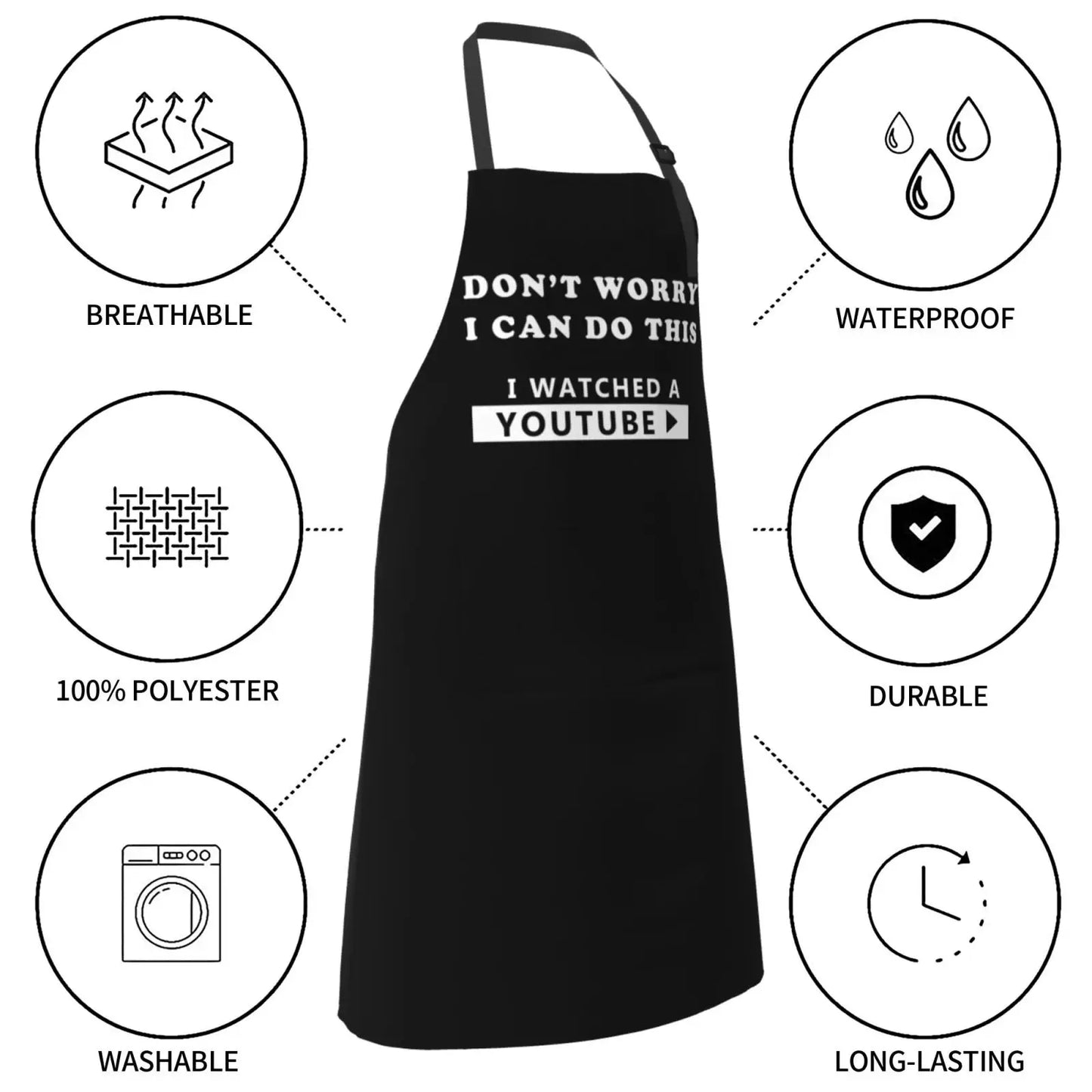 Funny Don't Worry I Can Do This Aprons for Men Women Creative Gifts for Mom BBQ Cooking Chef Apron with 2 Pockets Waterproof