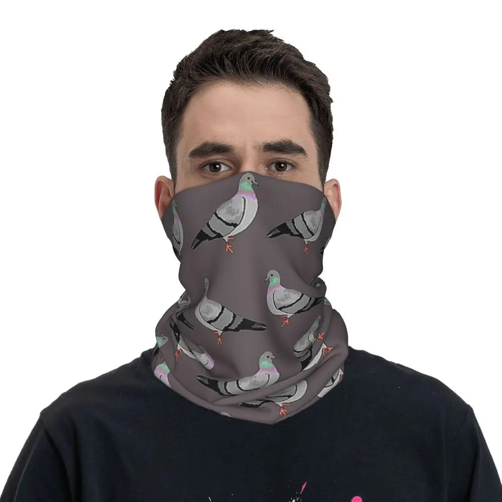 Pigeon Walk , Black Background Bandana Neck Cover Printed Magic Scarf Multifunction Cycling Scarf Running Unisex Adult Windproof