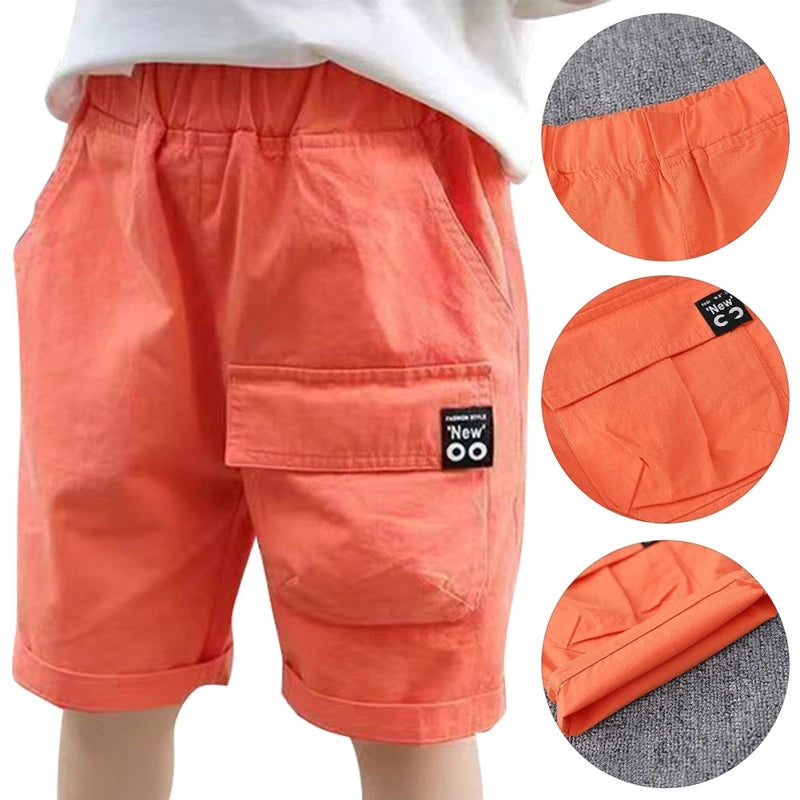 Kids Boy Shorts With Pocket Spring Summer Trousers Cotton Elastic Waist Fashion Short Pants Children Clothes