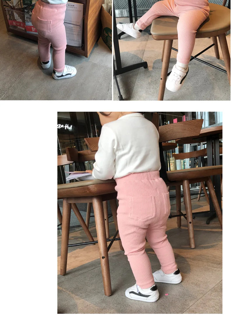 New Baby Girls Boys Leggings Cotton Big PP Pants Spring Autumn Kids Girl Pants Fashion High Waist Long Trousers Children's Pant