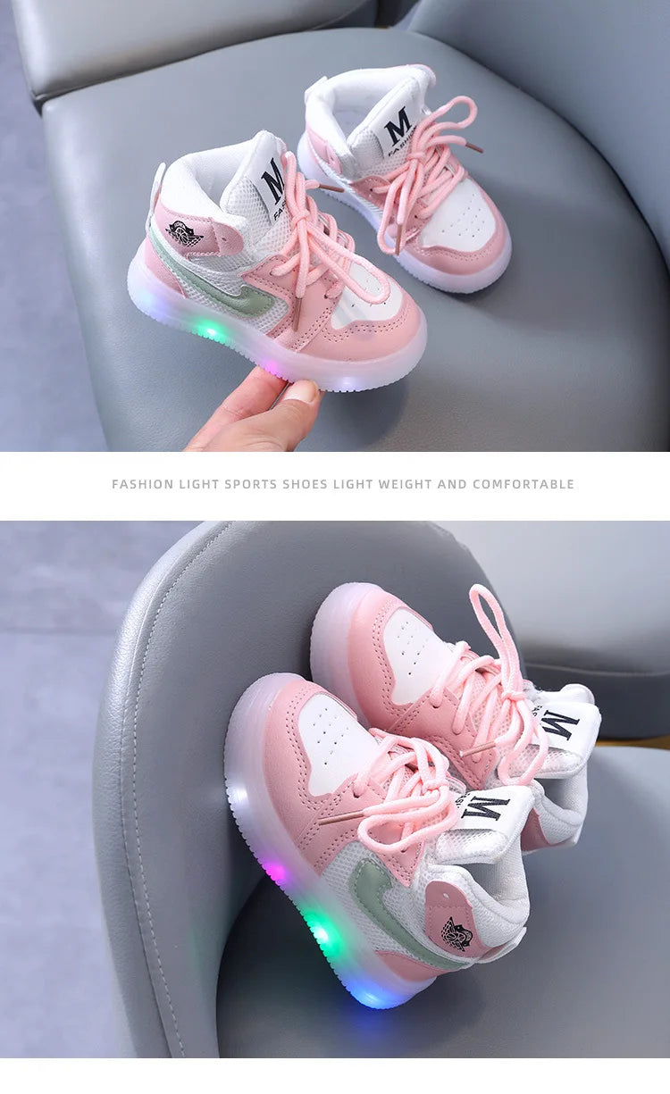 2024 Kids Hot Selling Four Season Girls Boys Sneaker Children Casual LED Luminous Sport Shoes Winter Light Up Shoes