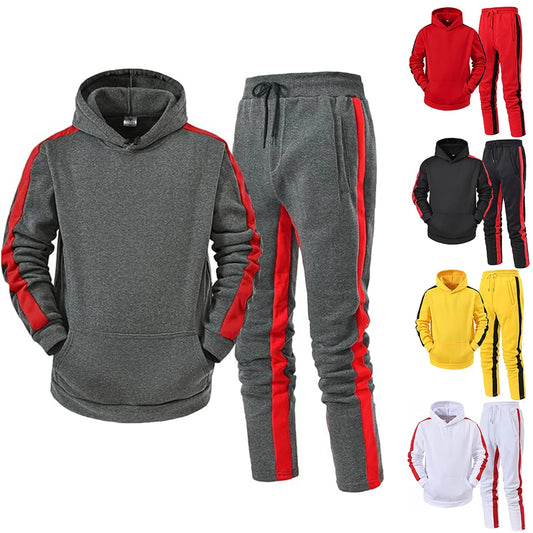 Men's Hooded Sweatshirts Set Solid Color Jogging Set Tracksuit Tracksuit Long Sleeve Suit Hoodies Trousers Yellow Casual Suit