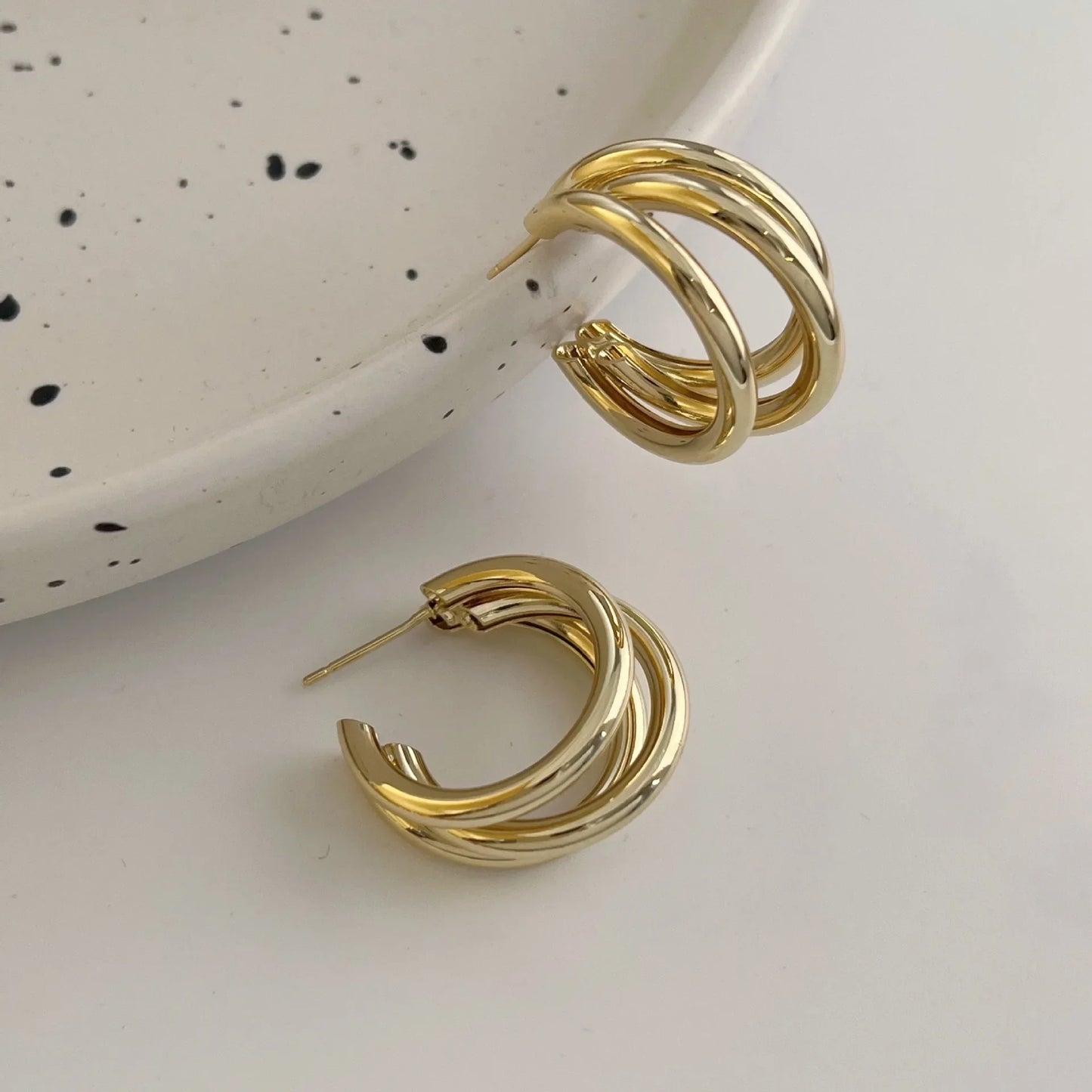 Vintage Stainless Steel Round Circle Hoop Earrings for Women Fashion Geometric C-shaped Drop Earring Party Wedding Jewelry Gifts