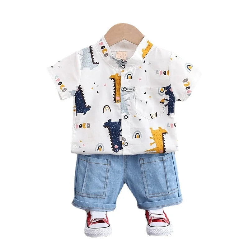 New Summer Baby Boys Clothes Suit Children Fashion Cartoon Shirt Shorts 2Pcs/Sets Toddler Casual Costume Infant Kids Tracksuits