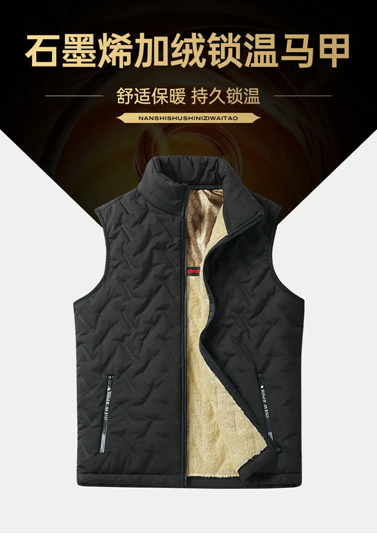 2024 Autumn and Winter New Fashion Thickened Warm Waistcoat Men's Casual Loose Comfortable Large Size Cotton-Padded Coat M-5XL