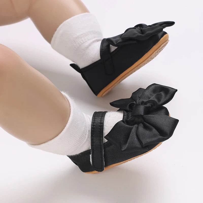 New Western-style Bow Princess Shoes For Infants And Young Children Aged 0-18 Months Soft And Non Slip Walking Shoes