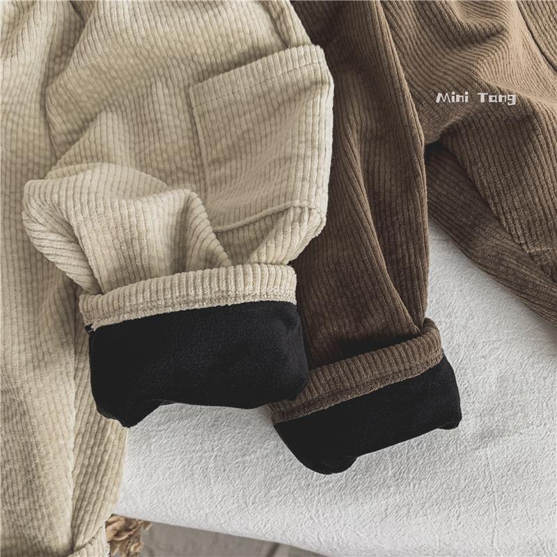 Winter Plush Warm Kids Pants 2024 Korea Style Children's Clothing Corduroy Plush Thick Warm Casual Pants for Boys Girls